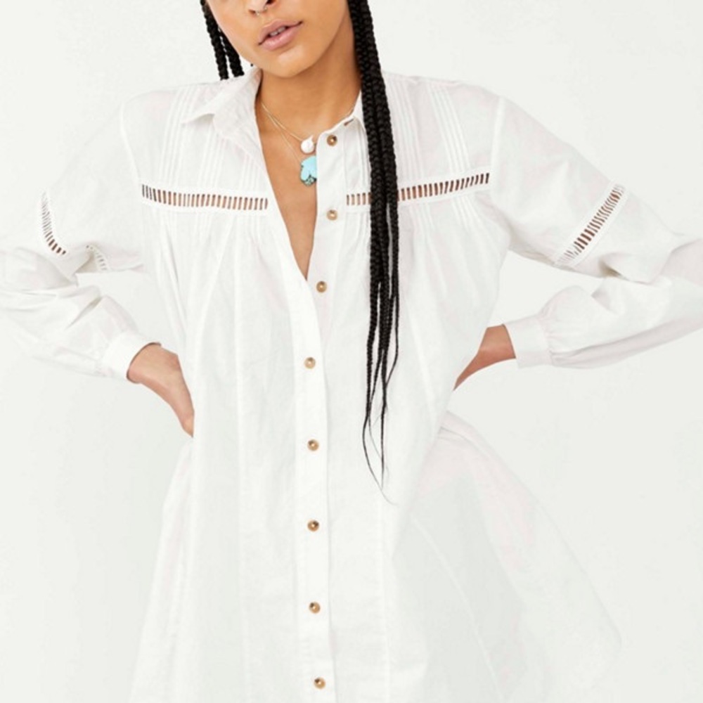 Free People White Kennedy Shirt Dress